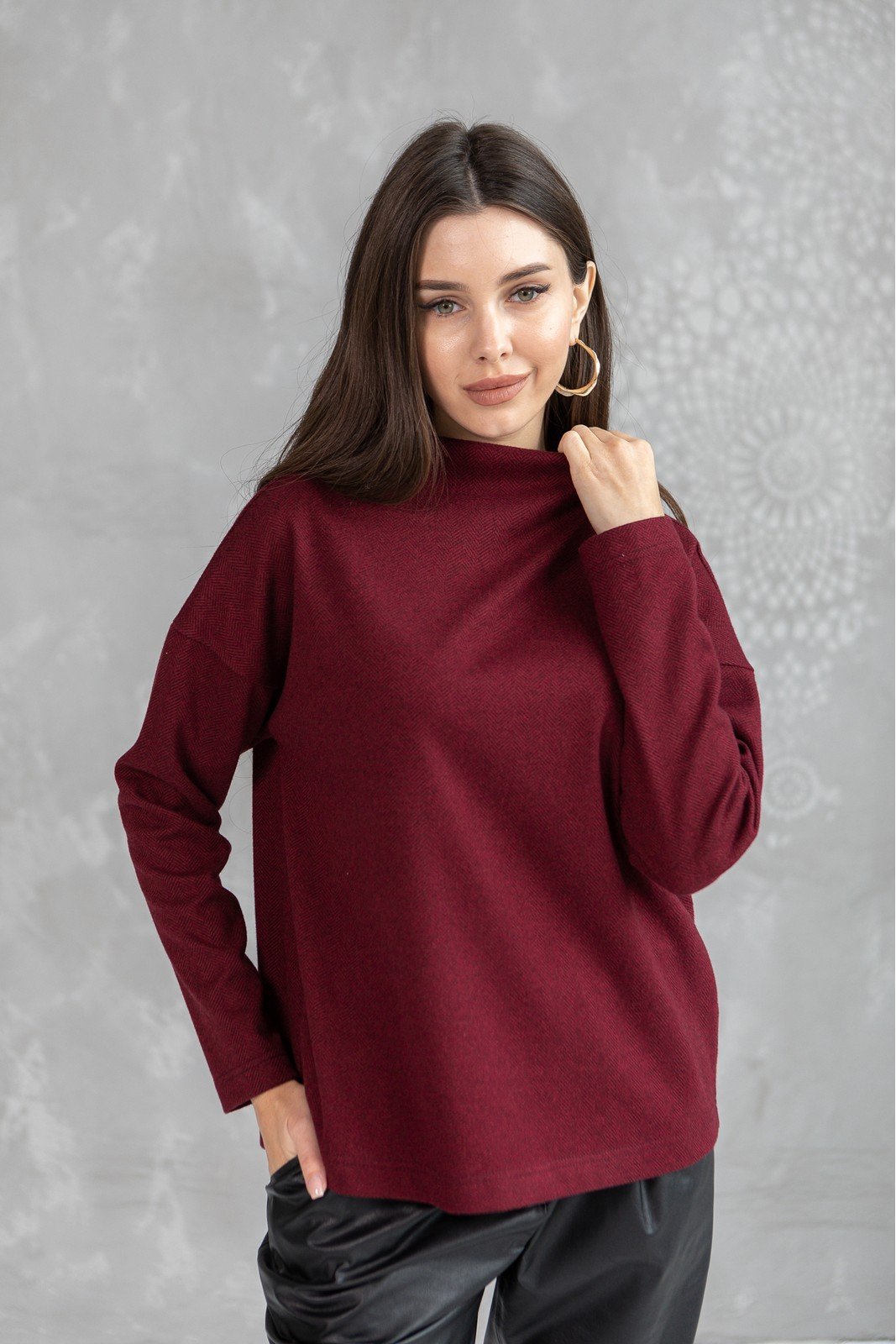 Джемпер 5077 бордовый + черный Ivera collection купить в интернет ...